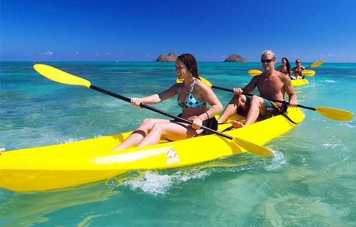 Visitors experiencing kayaking at Koh Rong Samloem