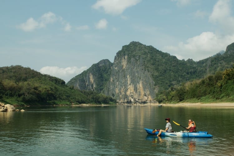 kayaking at Nam Ou River