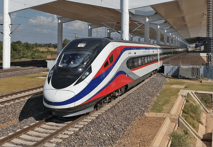 Modern train on Laos railway