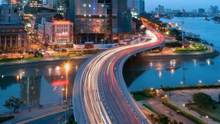 Khanh Hoi bridge at dawn