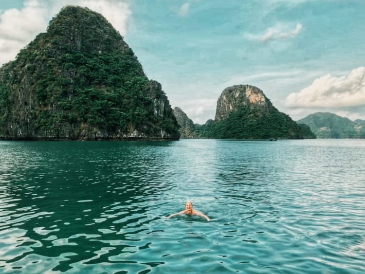 Swimming in Ha Long Bay