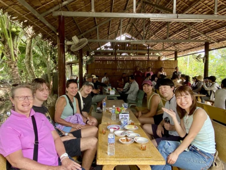 Guests enjoy Cu Chi Tunnels Food