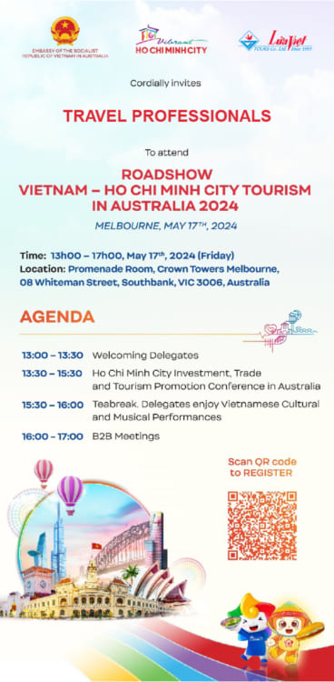 LUA VIET TOURS TO JOIN ROADSHOW VIETNAM - HO CHI MINH CITY TOURISM 2024 IN AUSTRALIA 