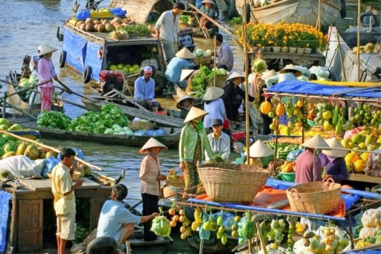 Products at Floating markets in Vietnam