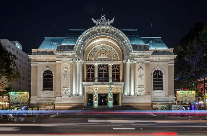 The unique architecture of Saigon Opera House from the exterior