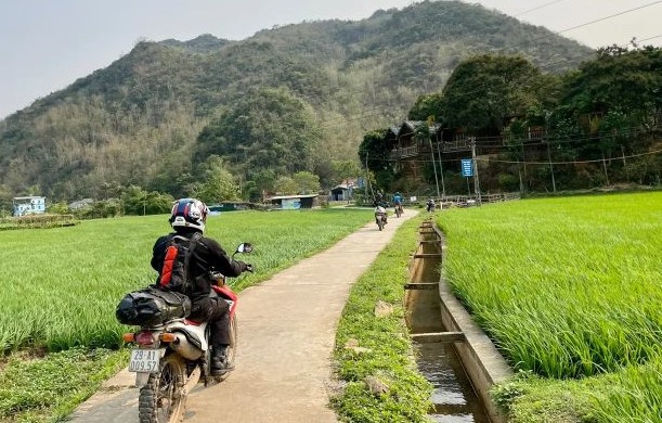 Exploring the beauty of Vietnam village on Motorbike