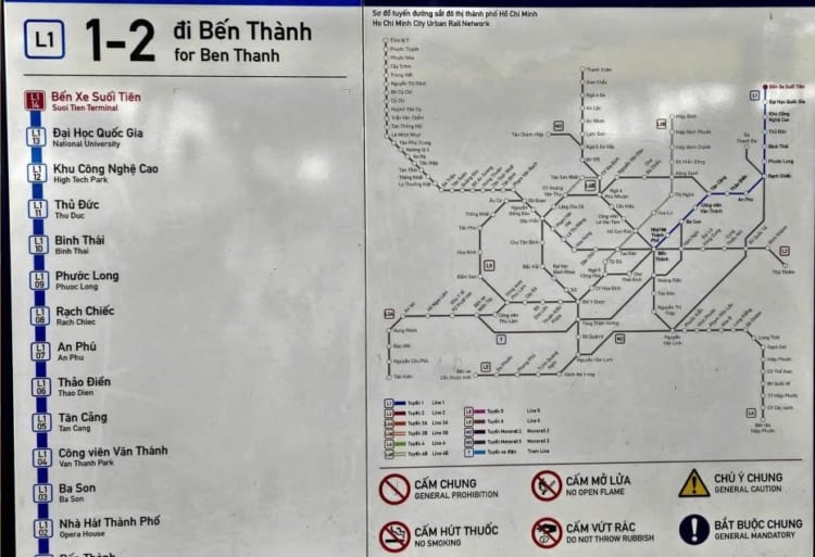 First line of Ben Thanh - Suoi Tien Metro Map