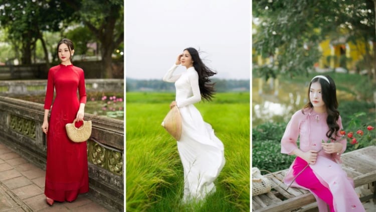 The collection of ao dai, traditional Vietnamese dress.