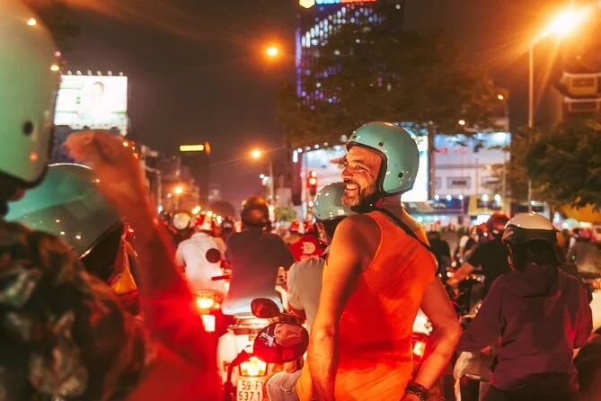 a night motorbike tour at Saigon