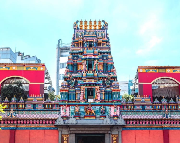 The outside design Mariamman Hindu Temple.