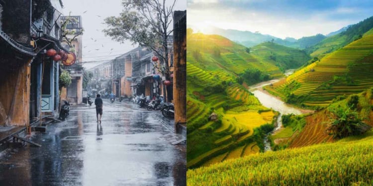 Vietnam in wet season (left side) and dry season (right side)