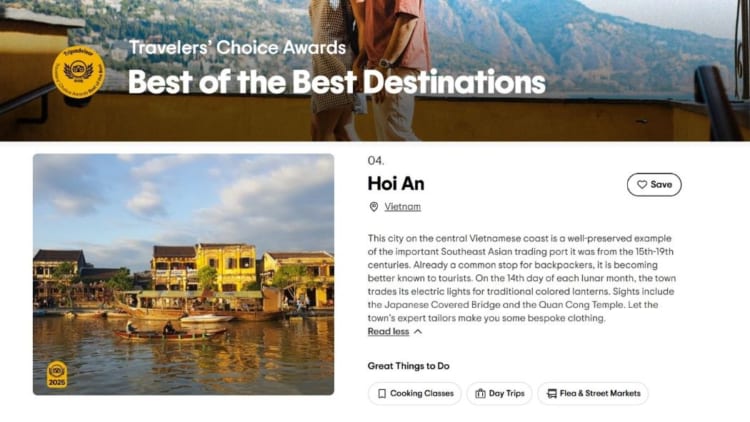 Hoi An ranks 4th on the list of Best Honeymoon Destinations