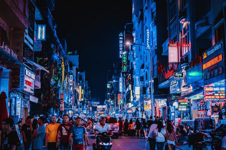 Bui Vien Walking Street at night