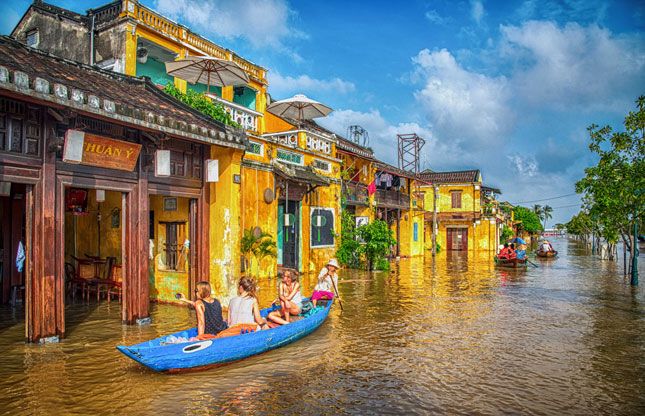 Flooded streets in Hoi An during the season