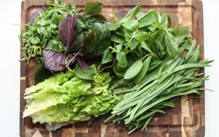 Vietnamese herbs and vegetable