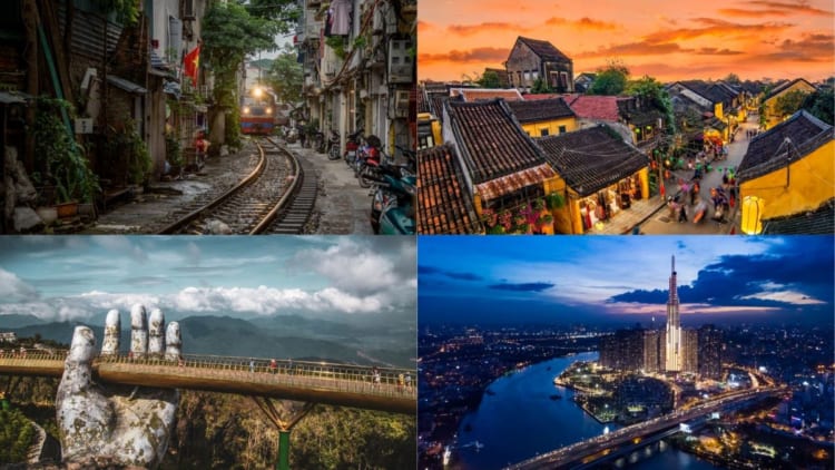 collage of 4 best things to do in vietnam