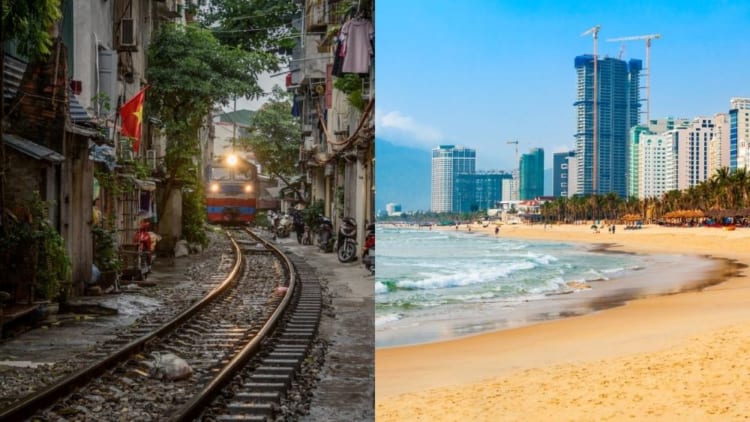 a collage of Hanoi and danang