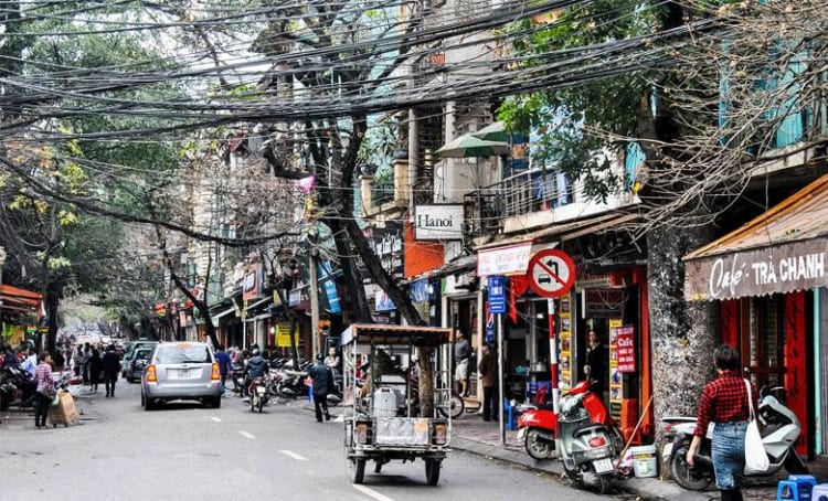 street in hanoi old quarter 