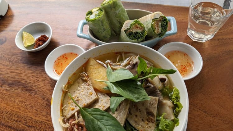 Traditional Vietnamese food in vegan styles