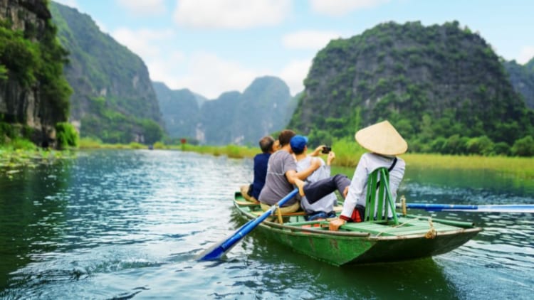 a boat trip in Ninh Binh