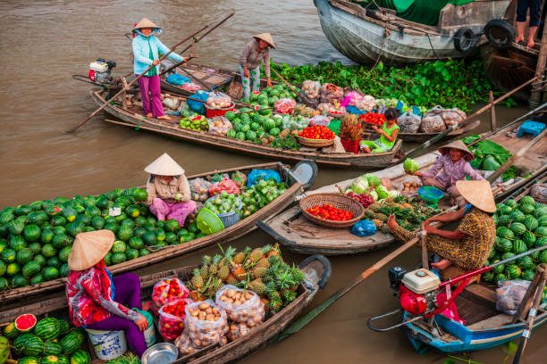 a floating market near ho chi minh city