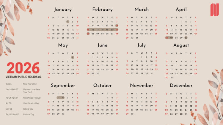 Vietnam Public Holidays Calendar 2026