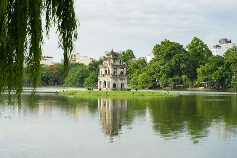 Hoan Kiem Lake is one of the places to visit in Hanoi for peaceful walks and Old Quarter views
